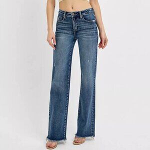 RISEN Full Size Tummy Control High Rise Long Straight Jeans Plus Size